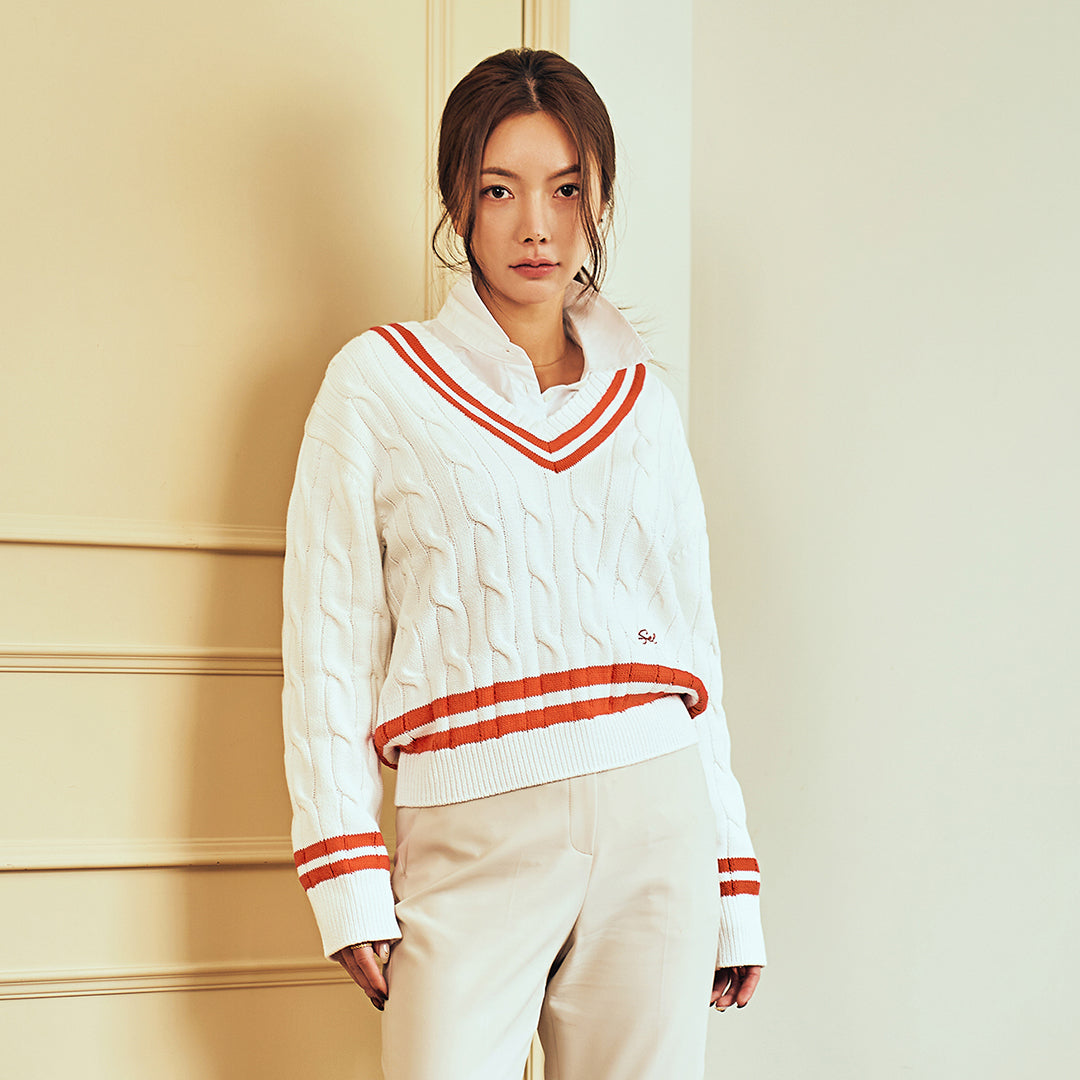SEL Stripe Cable Knit_Ivory/Red