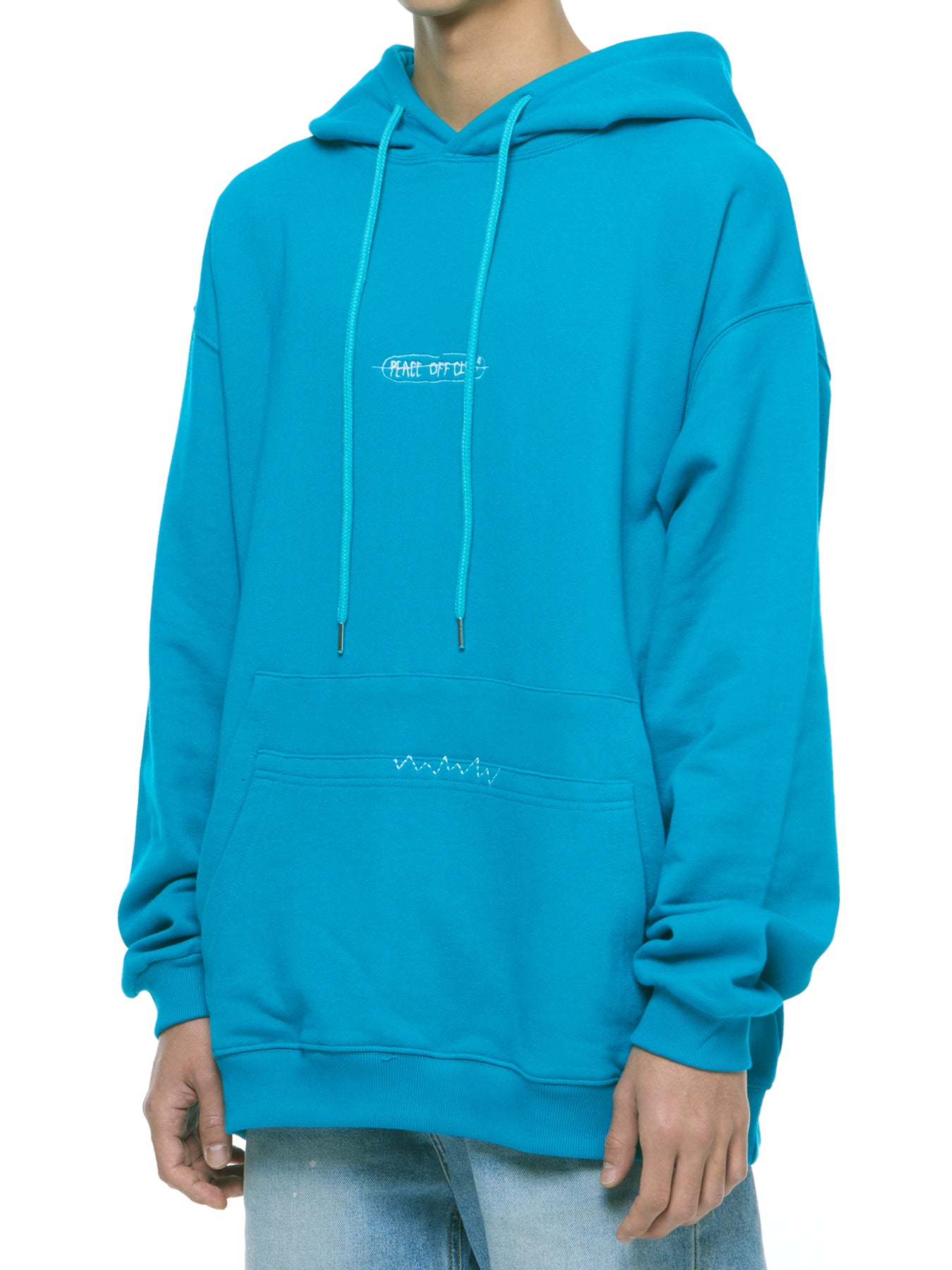 Double_Pocket Hooded Sweatshirt TURQUOISE