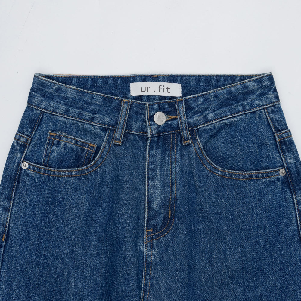 SEMI WIDE FIT BLUE + WHITE DENIM PANTS [17724]