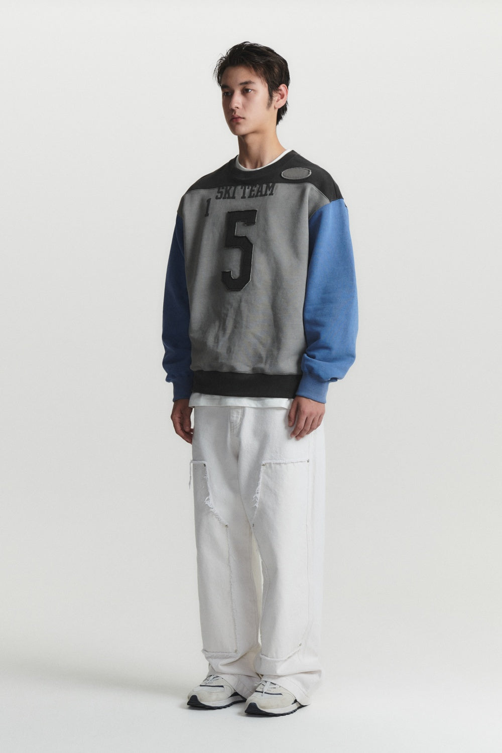 COLOR BLOCK SWEAT SHIRT (blue mix)