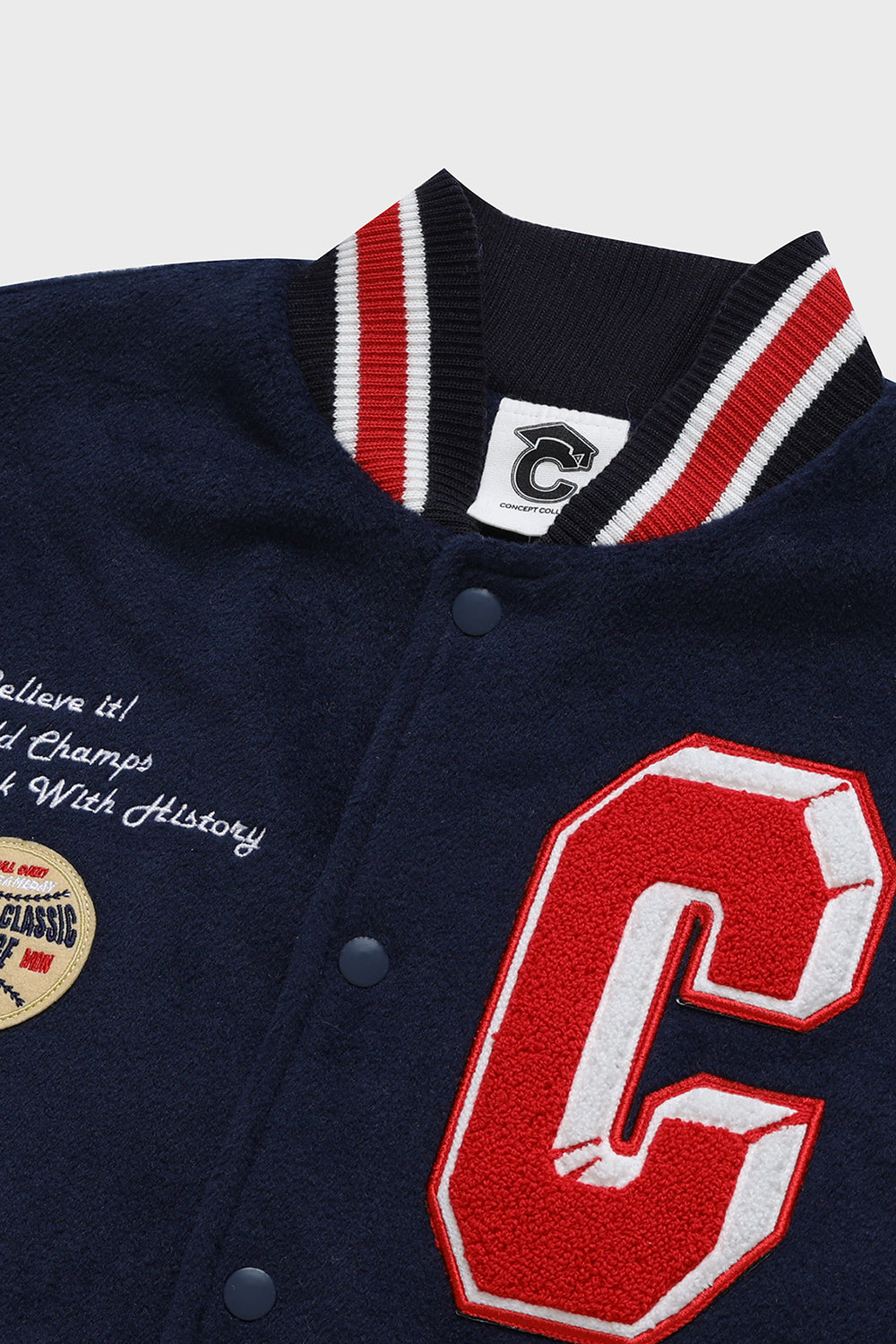 Grand Baseball Navy & White Unisex Varsity Jacket