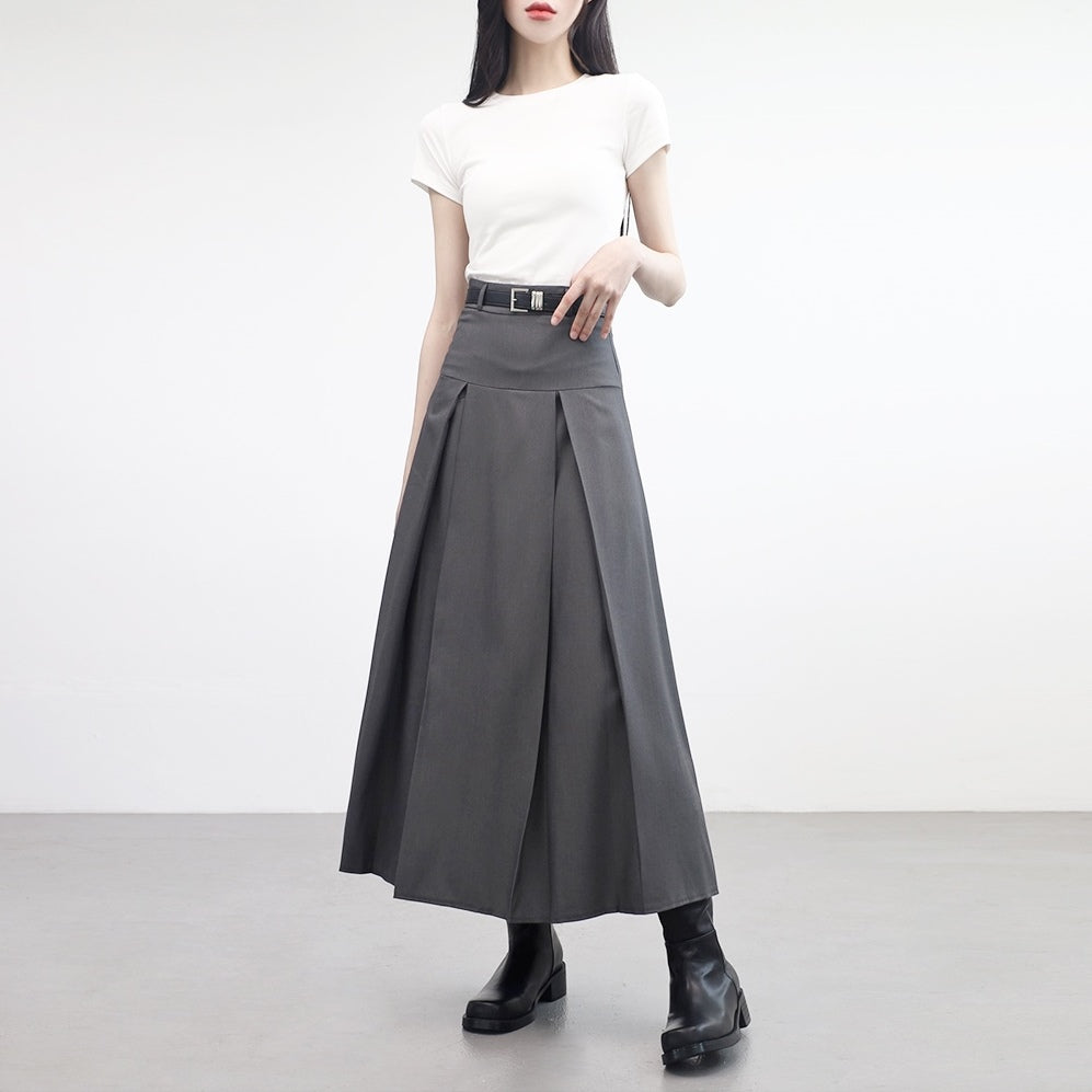 Kefit Modern Pleats Long Skirt (belt set)