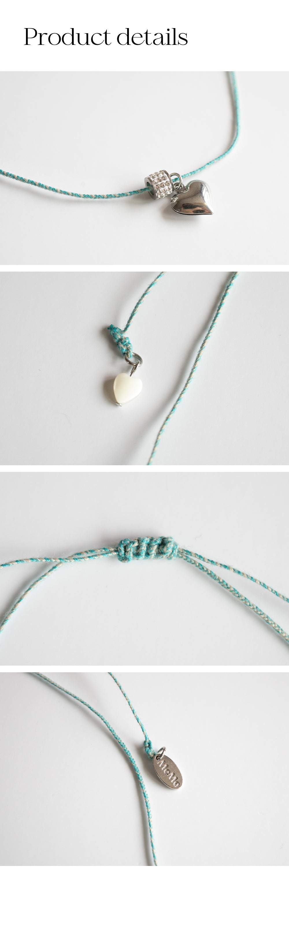 Heart point melange string necklace