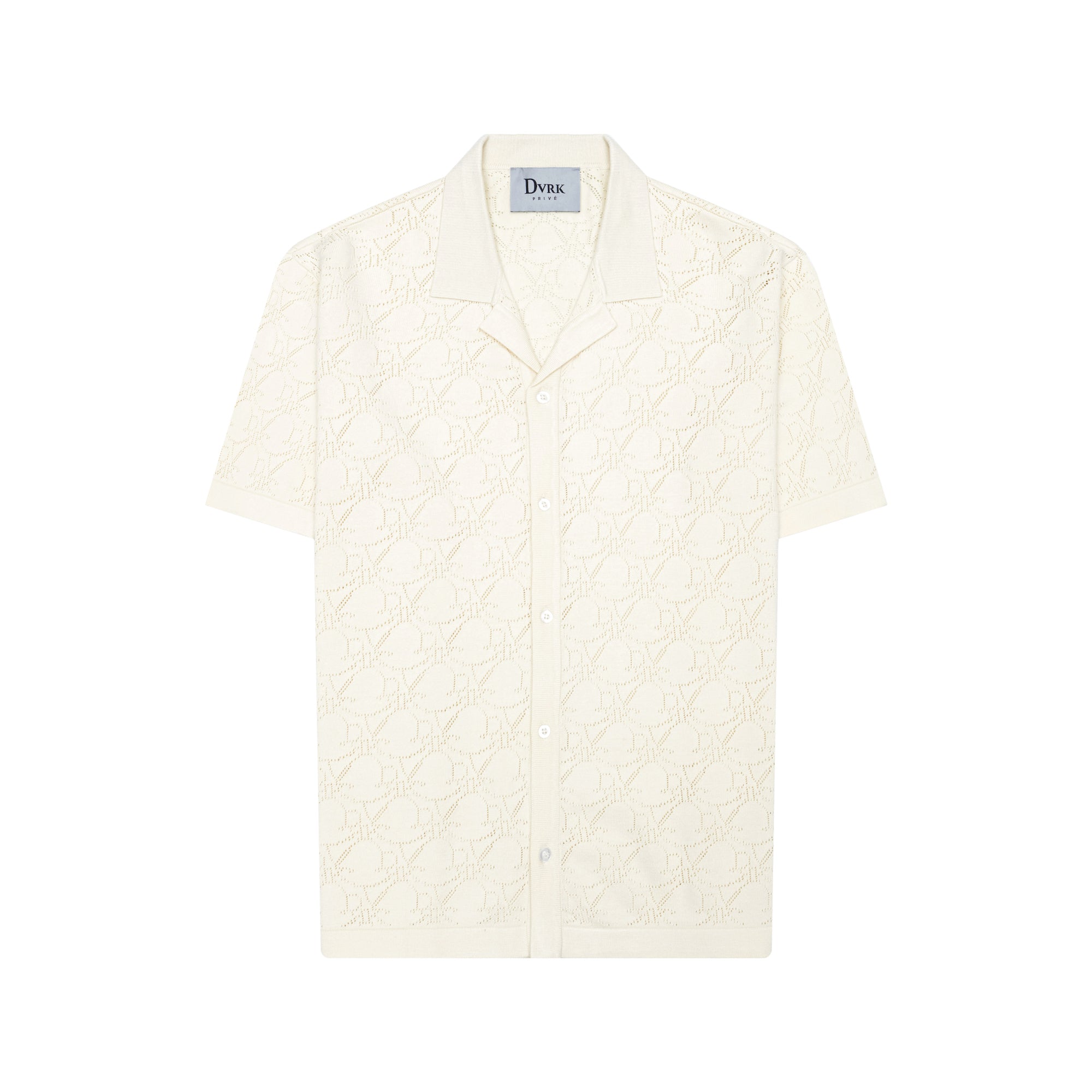 DVRK PRIVÉ POINTELLE-KNITTED MONOGRAM SHIRT - CREAM