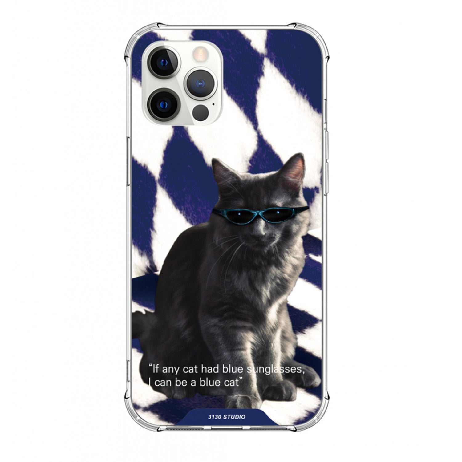 solid blue checkers cat case