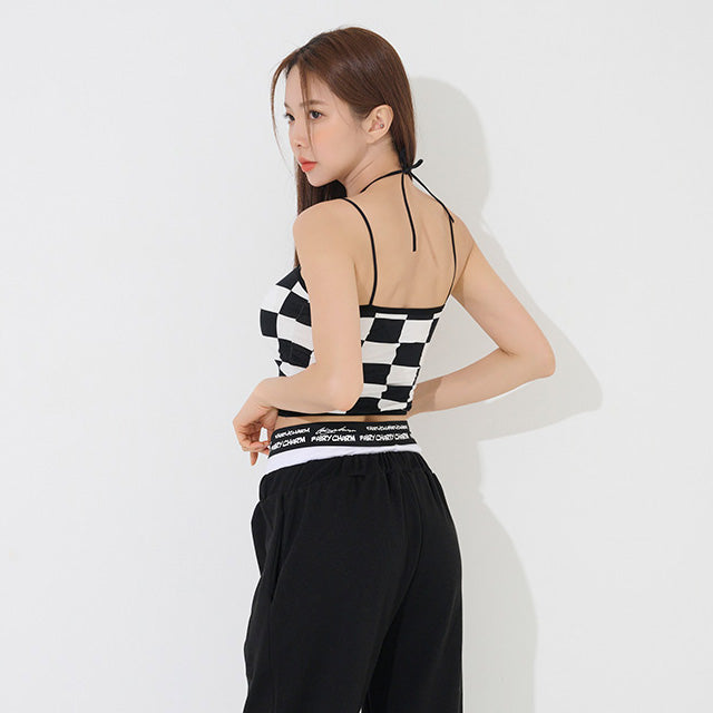 checker crop top (with cap)