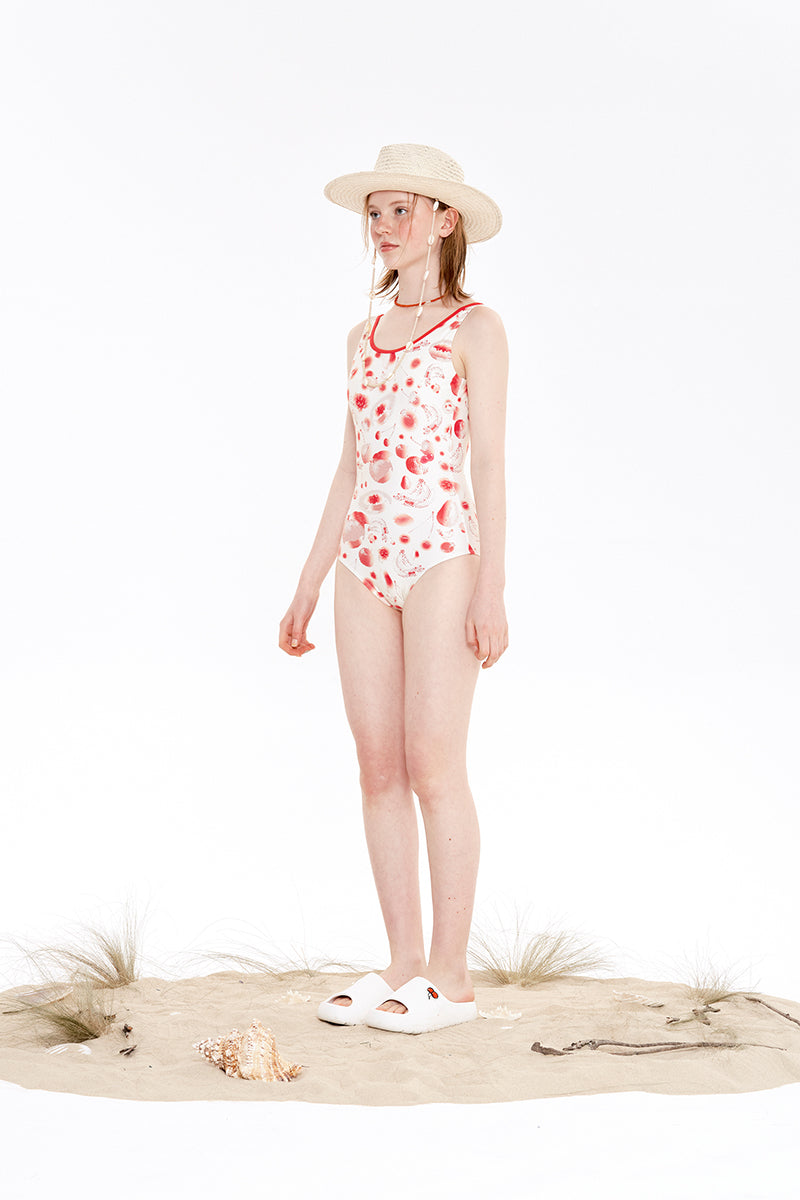 CHERRY PATTERN ONE PIECE SWIMSUIT [RED]