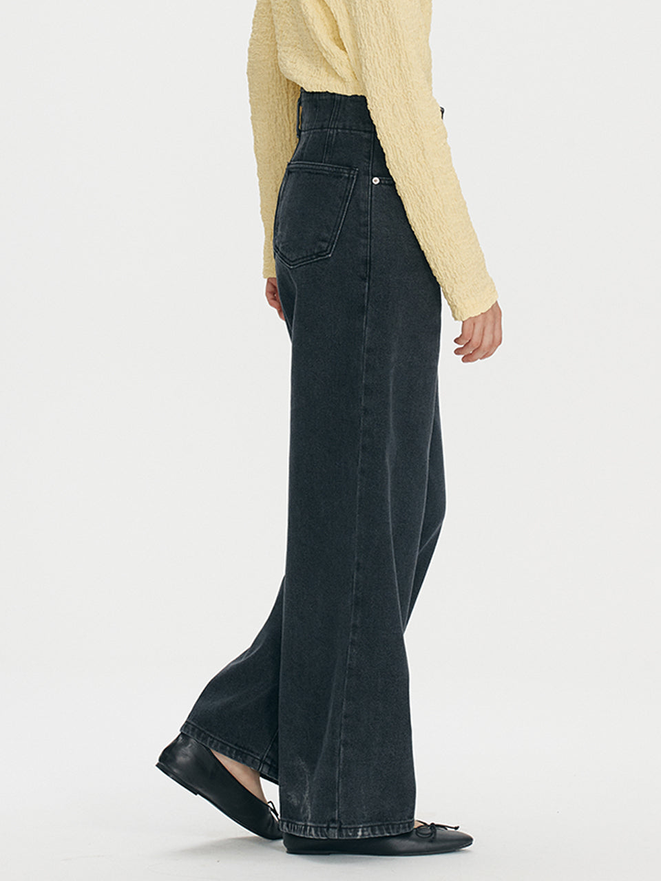 Two button wide leg denim - Dark grey