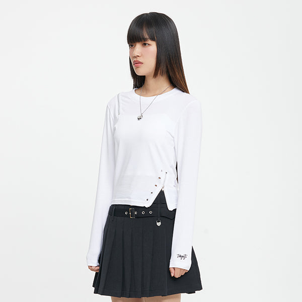 ZIPPER SLIT LONG SLEEVE TEE SHIRT