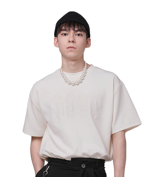 21SS LACE LOGO TSHIRTS (ivory)