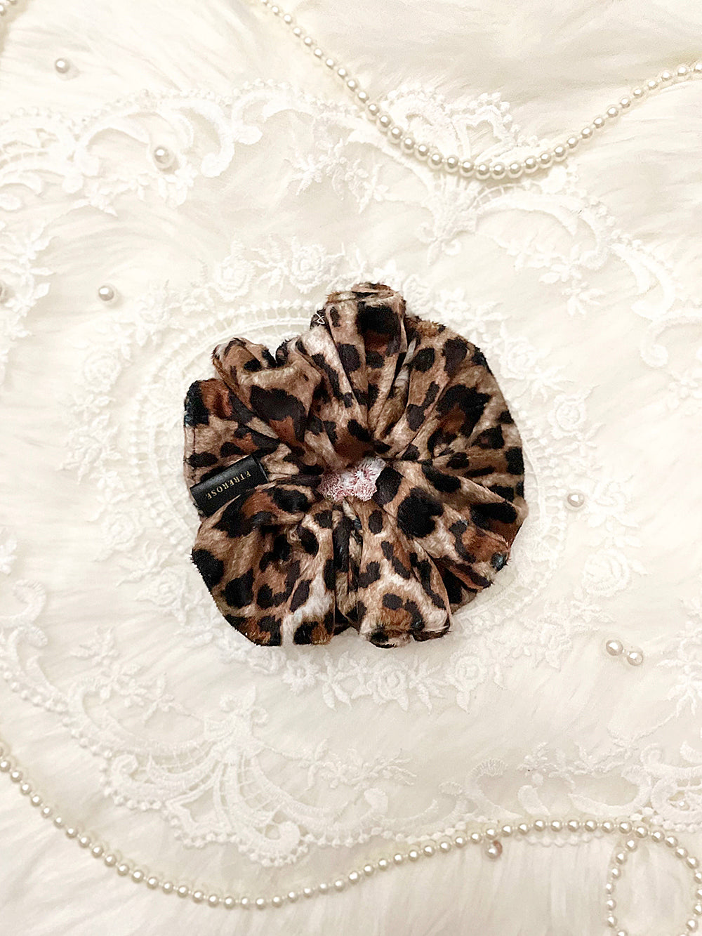 Leopard Mocha Microfiber Scrunchie (2color)