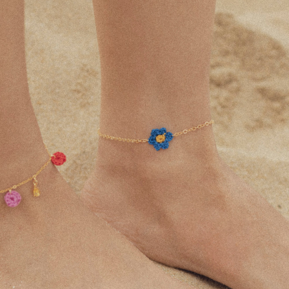 Daisy knit point anklet