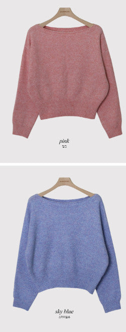 Feminine Boat Neck Knit (5color)