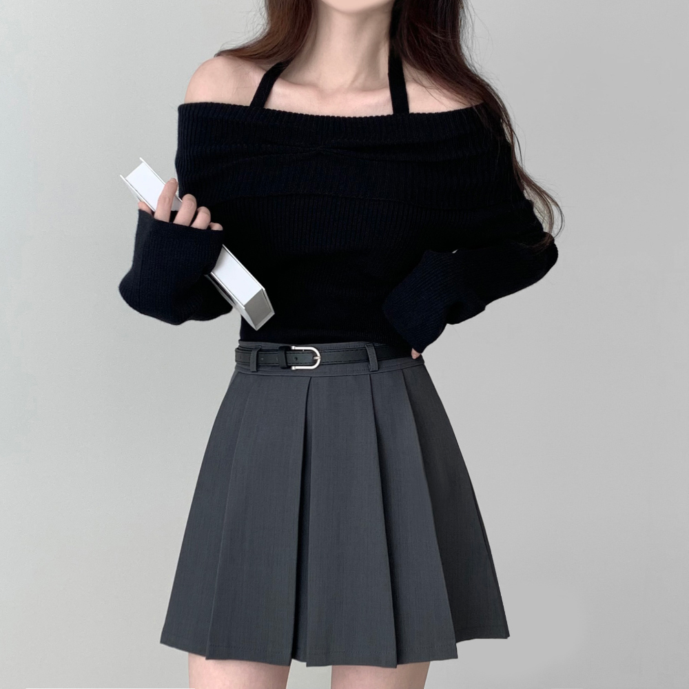 [Belt set] Roache Pleats Mini Skirt