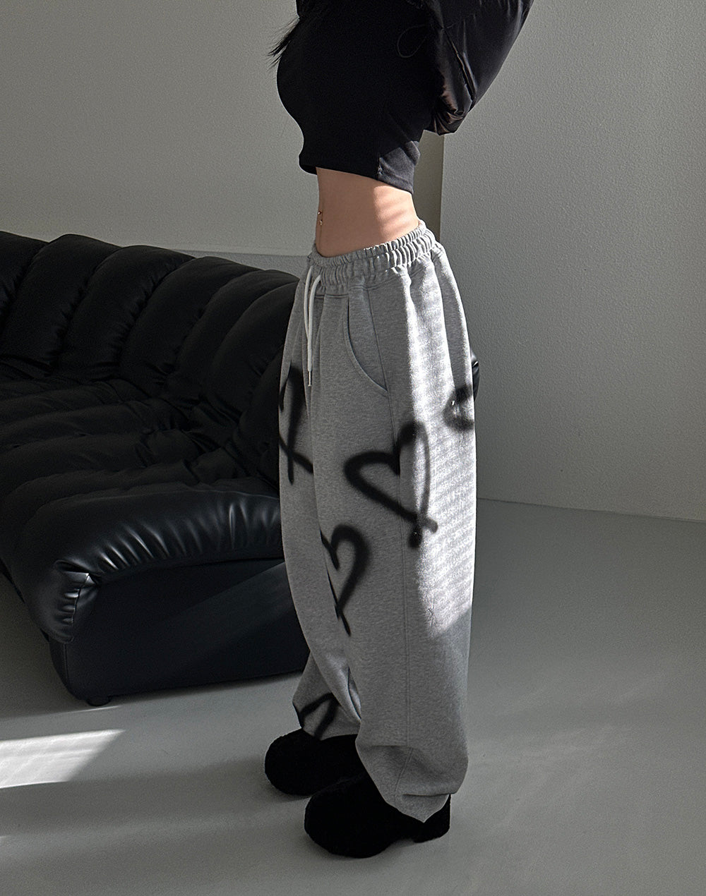 [UNISEX] Heart String Wide Jogger Pants