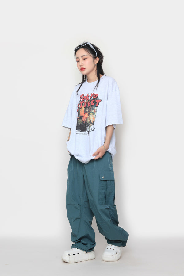 Snap Wide Cargo Pants