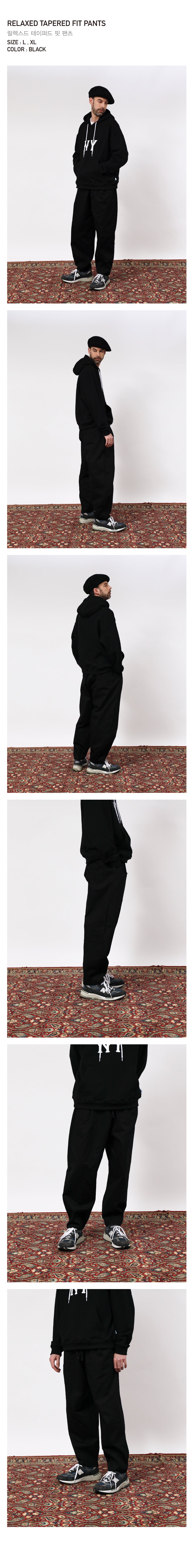 RELAXED TAPERED FIT PANTS - BLACK