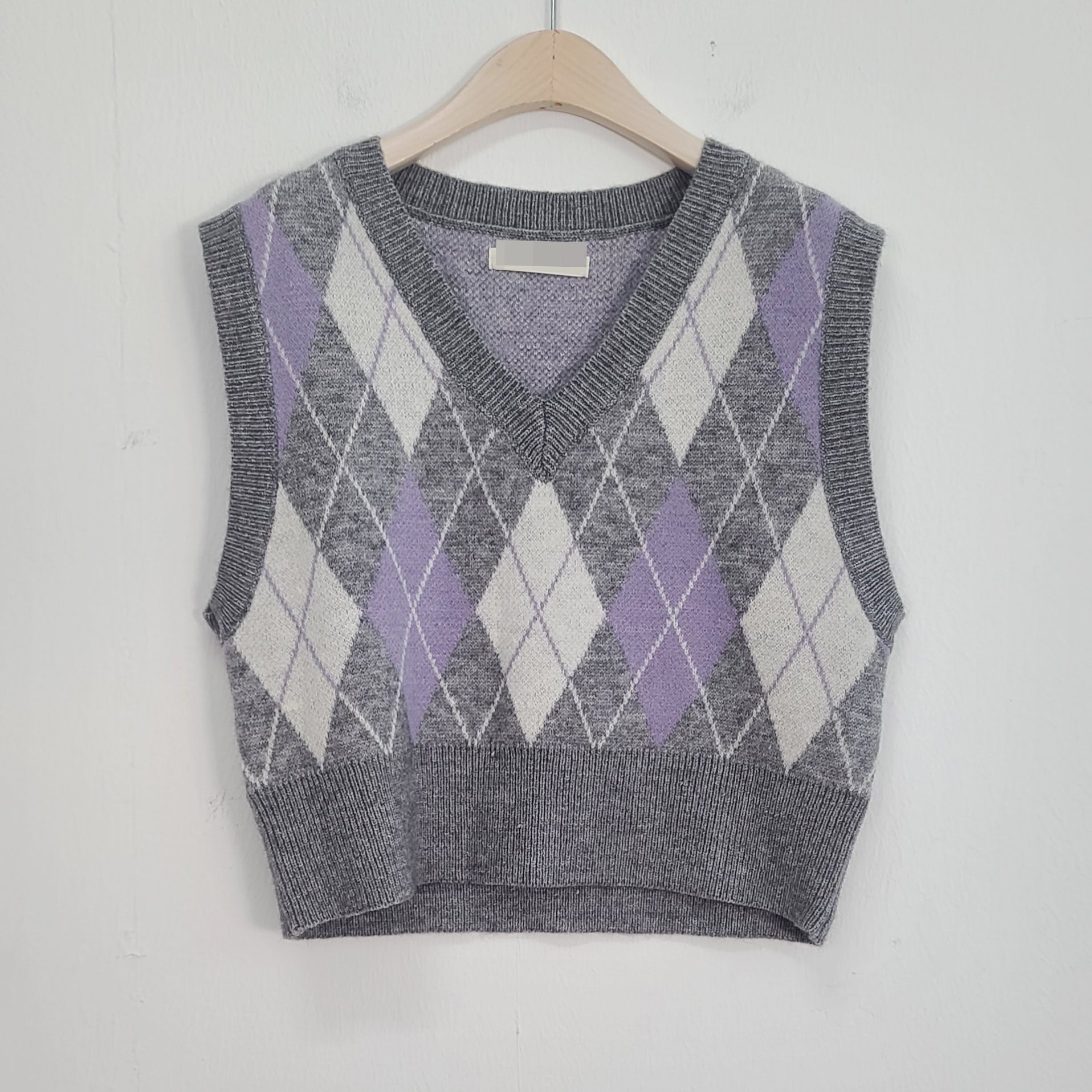 purple argyle knit vest