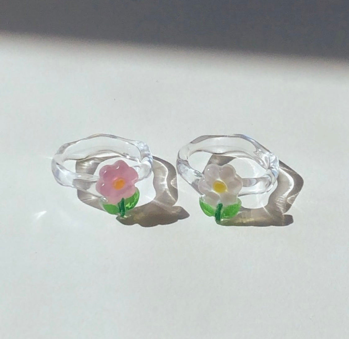 Pastel Flower Acrylic Rings (2 colors)