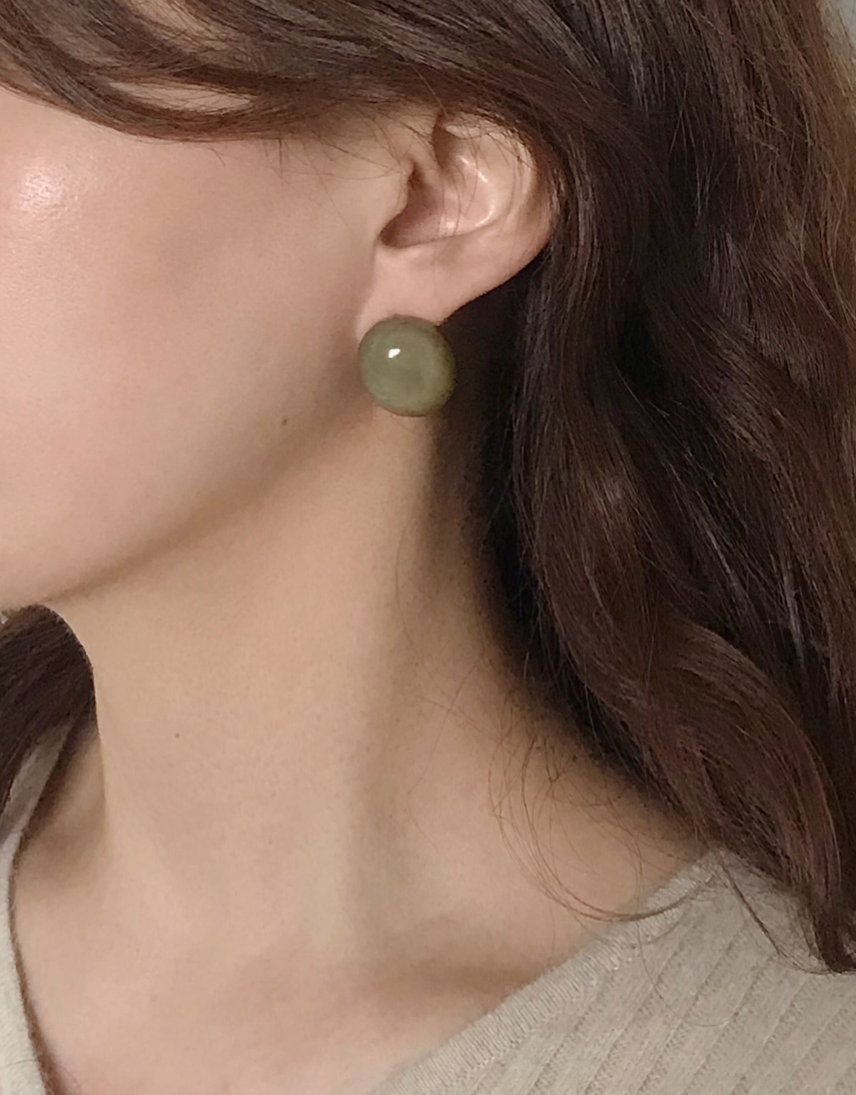 Formica Pebble earring non-piercing Clip [Green]