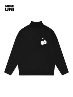 UNI MIDDLE WHITE CHERRY HIGHNECK KNIT SHIRT KA [BLACK]