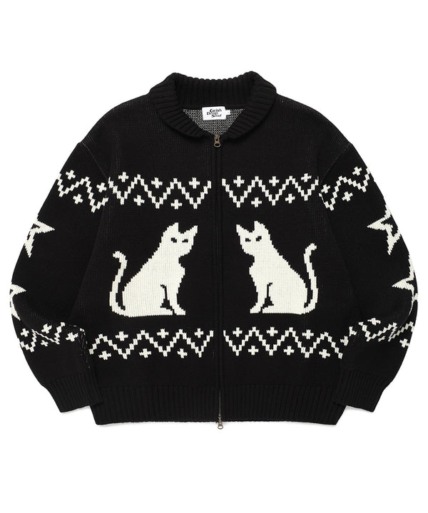 CATS ZIP UP CARDIGAN BLACK(CV2DFUK680A)