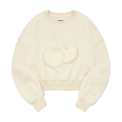 BIG CHERRY TERRY NAPPING CROP SWEATSHIRT [IVORY]