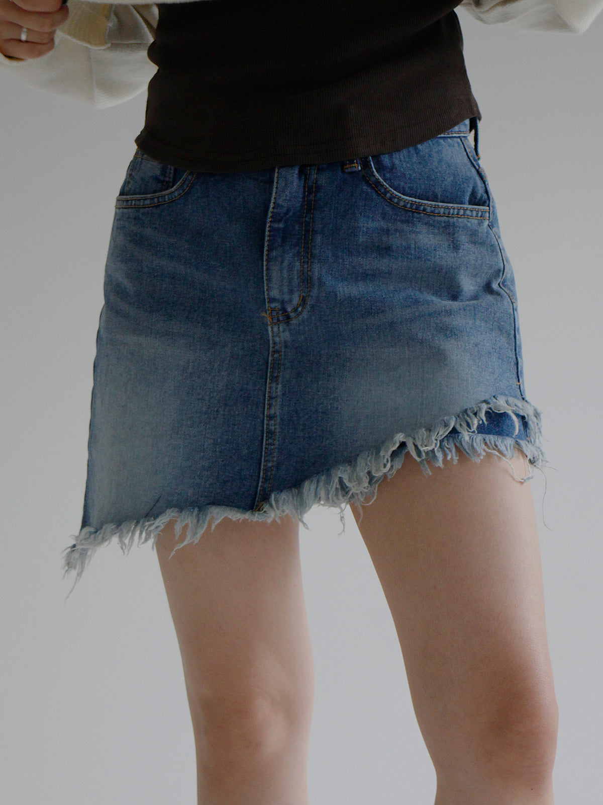 no.802 Unbalance Denim Skirt Pants