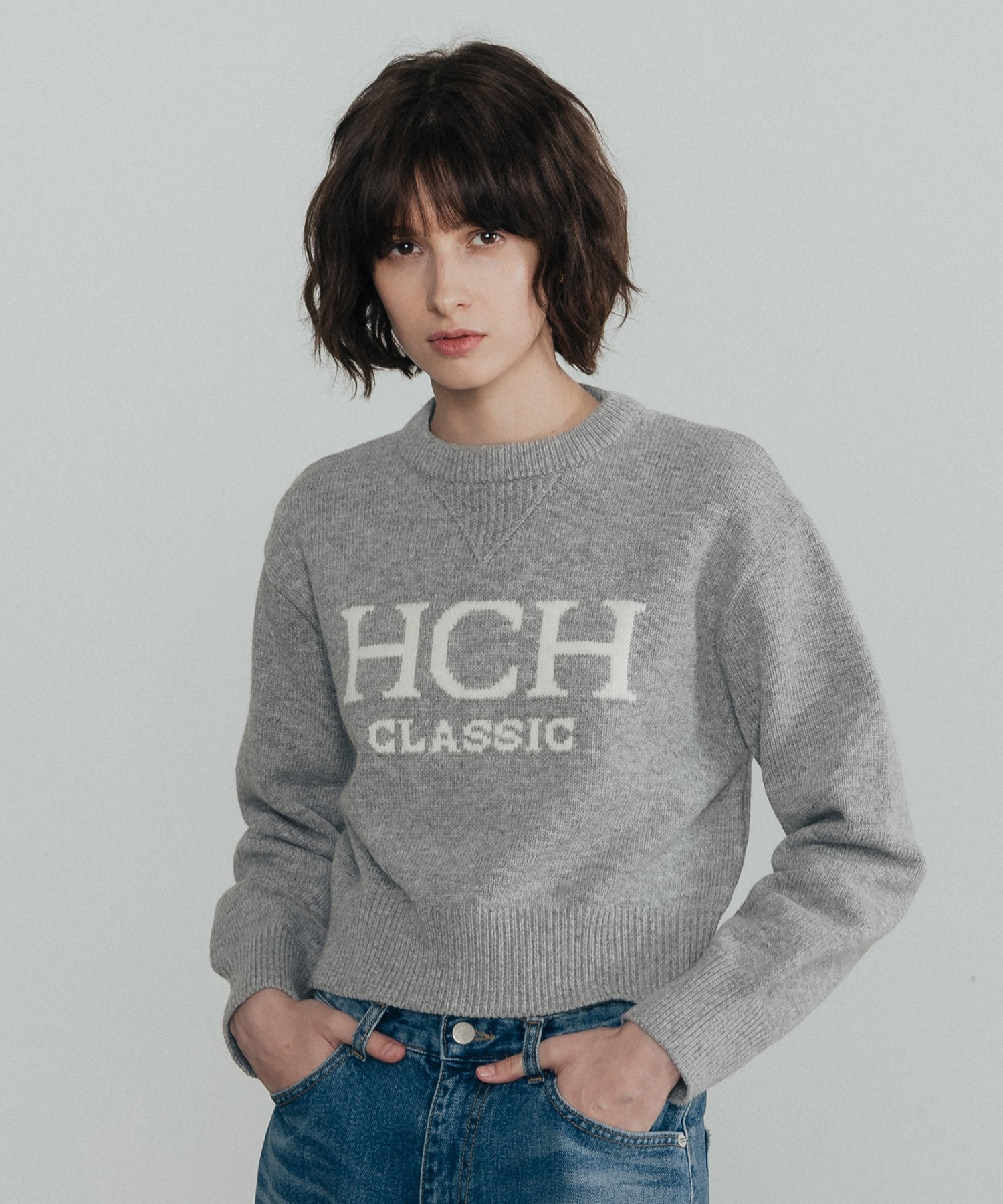 HCH Classic Semi-Cropped Lambswool Knit_Gray