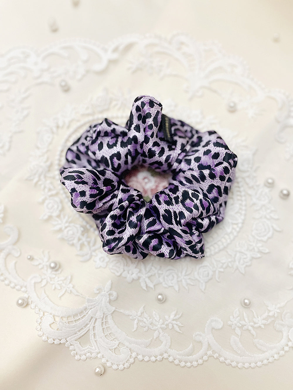 Leopard Printing Satin Hair Scrunchie (5color)