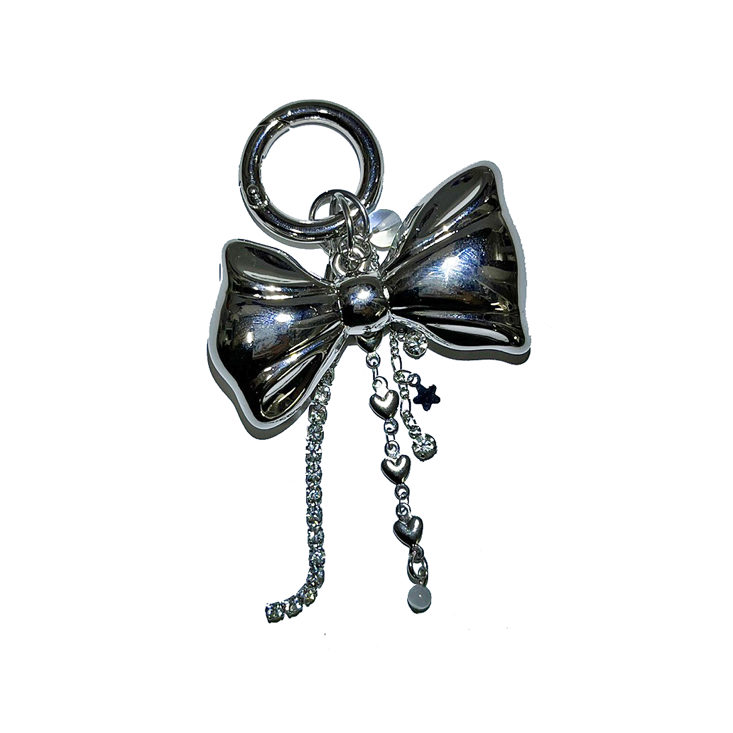 Silver big ribbon shining keychain