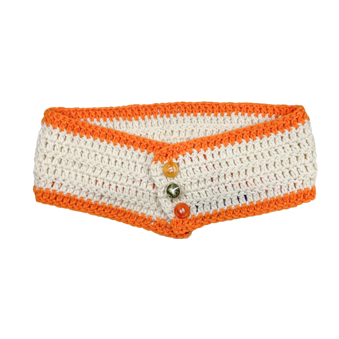 Button Knit Hairband (orange)