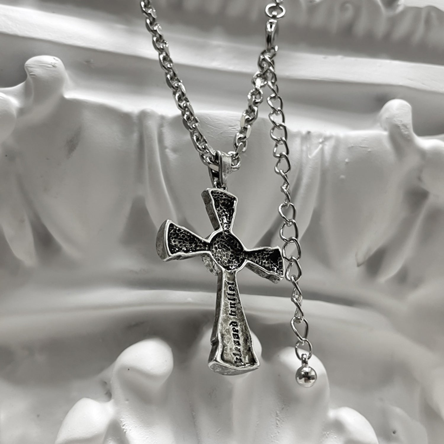 [BLESSEDBULLET] BEAMS cross II chain necklace_dark silver