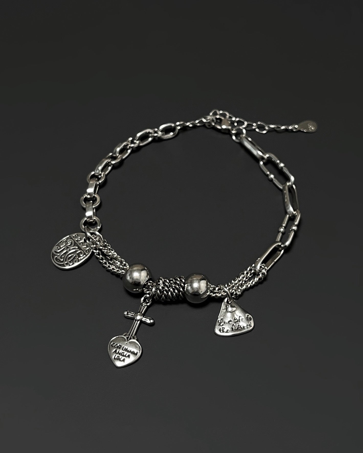 heart cross chain bracelet (925silver)