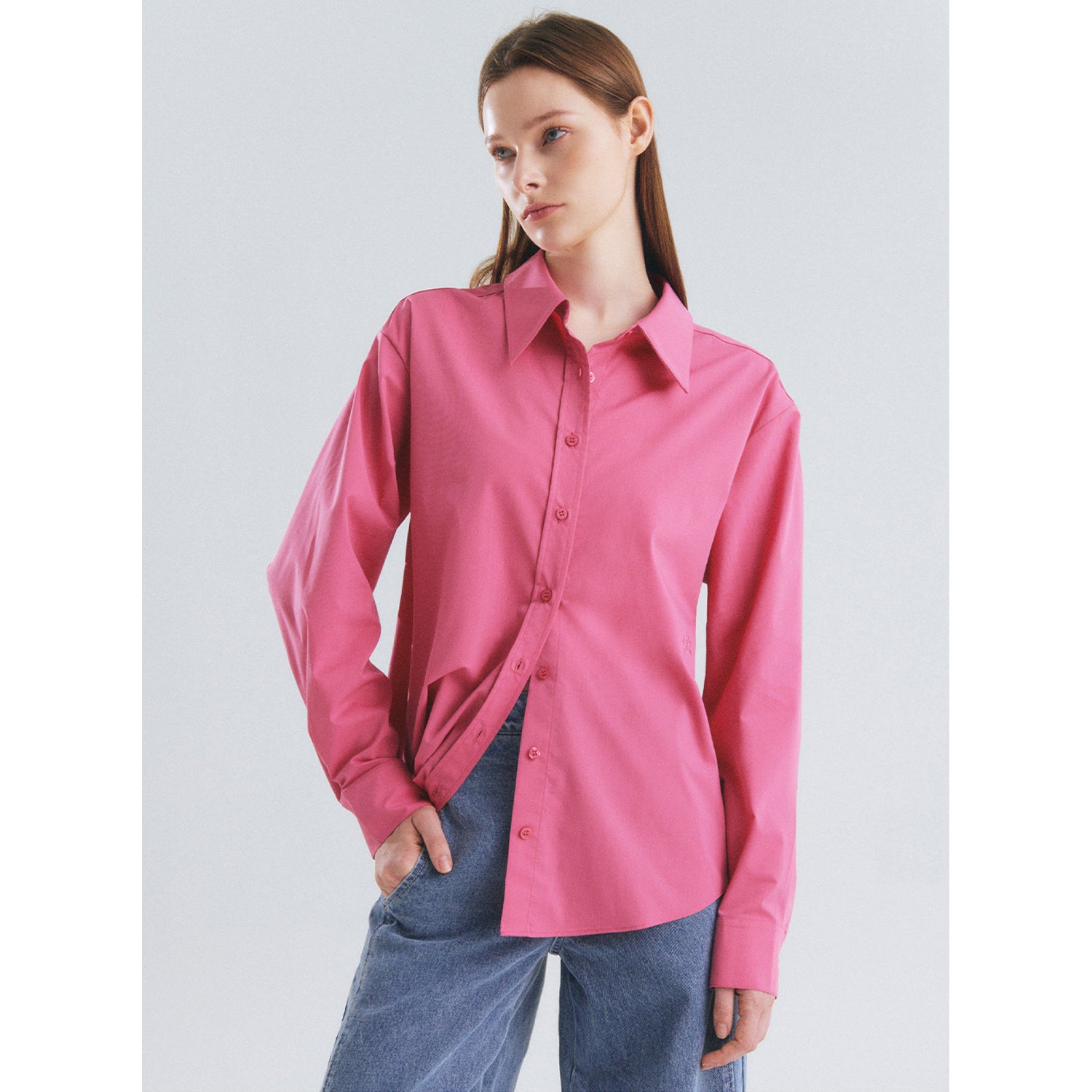 WRINKLE FREE BASIC SHIRT_DARK PINK