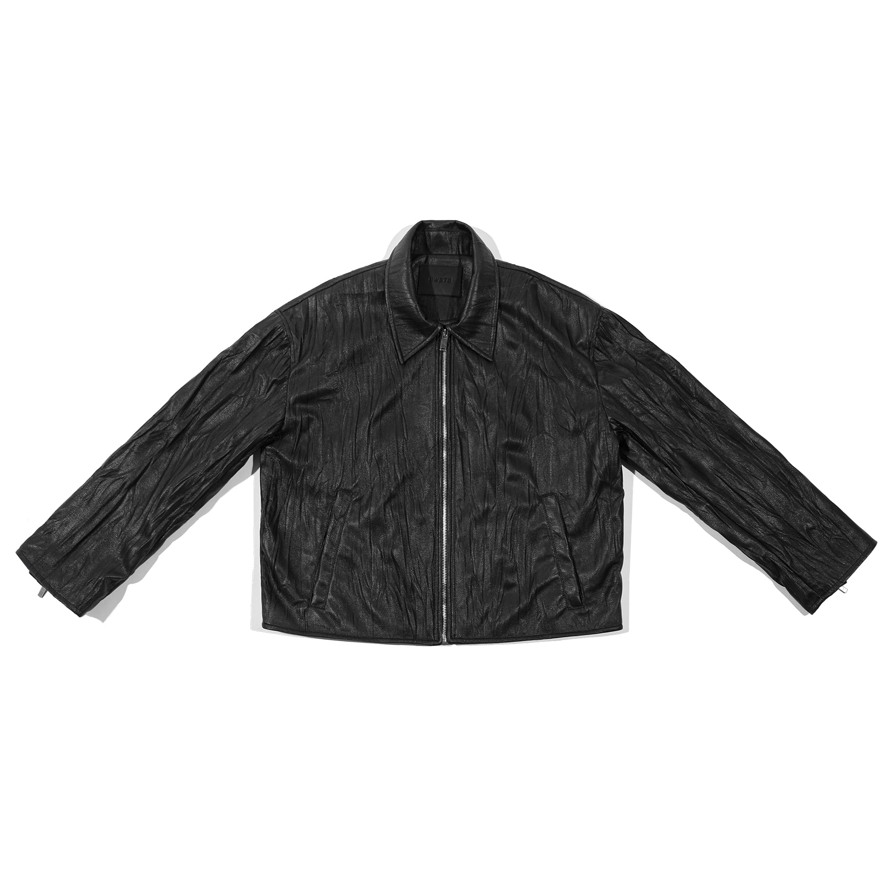 WRINKLE LEATHER SINGLE JACKET BLACK