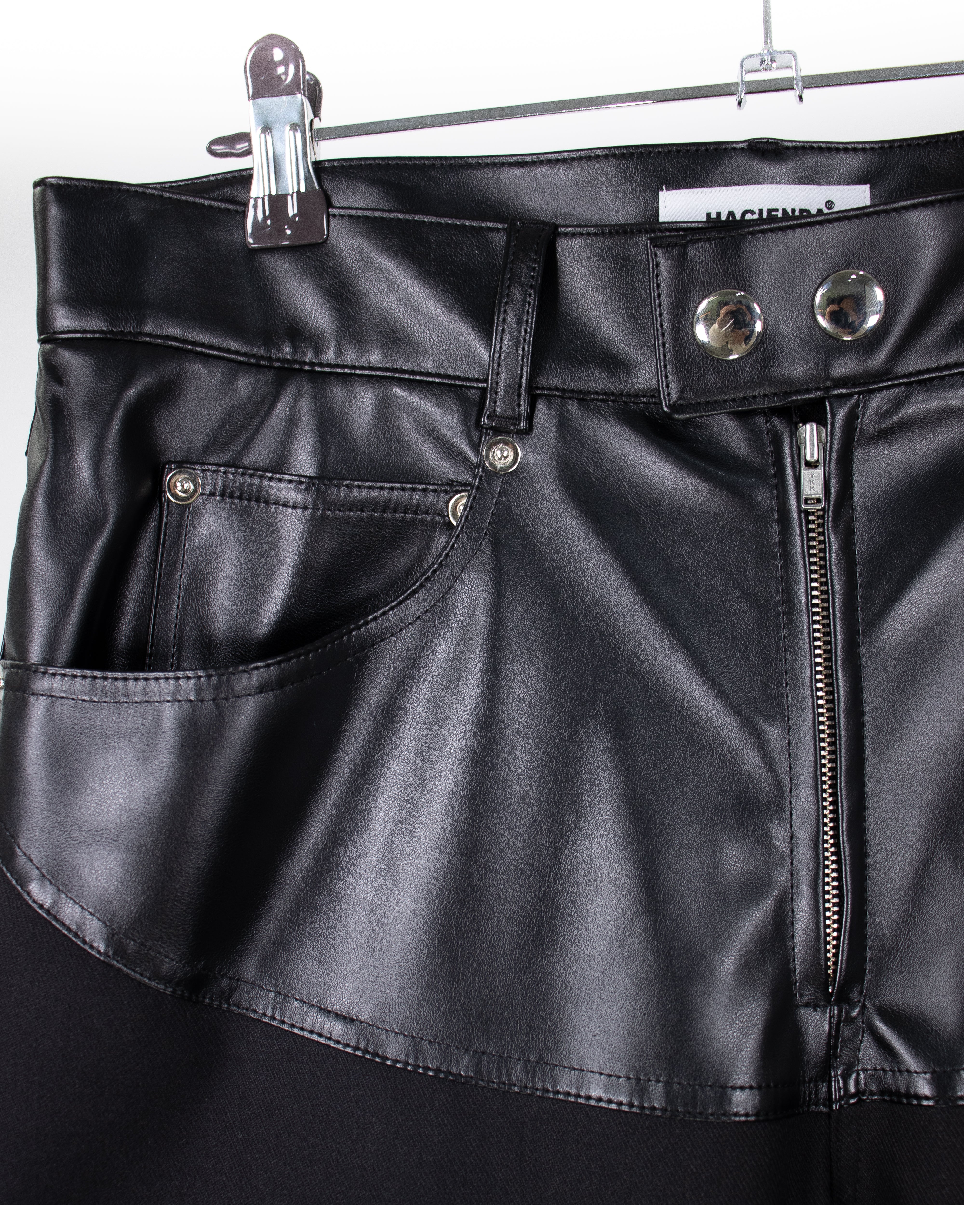 Faux Leather panelled Motorcycle Pants