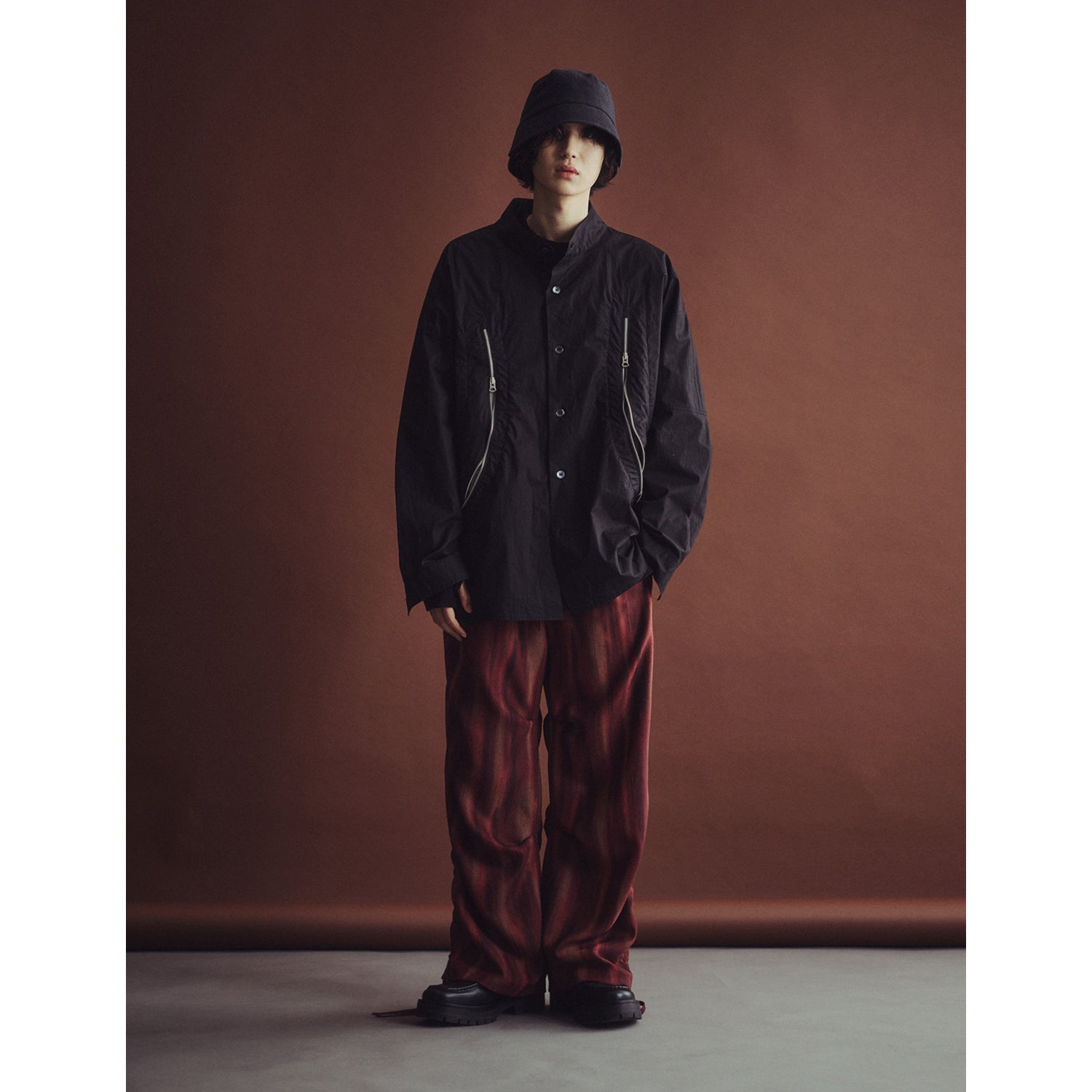 SIDE SHIRRING DOUBLE STRAP PANTS_RD