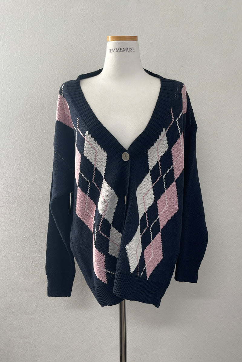 特別送料無料！】 アーガイルニットカーディガン ARGYLE KNIT CARDIGAN