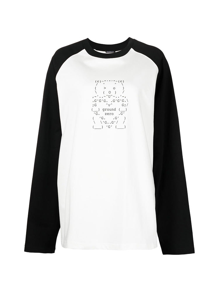 Bear text-art long-sleeve raglan T-shirt