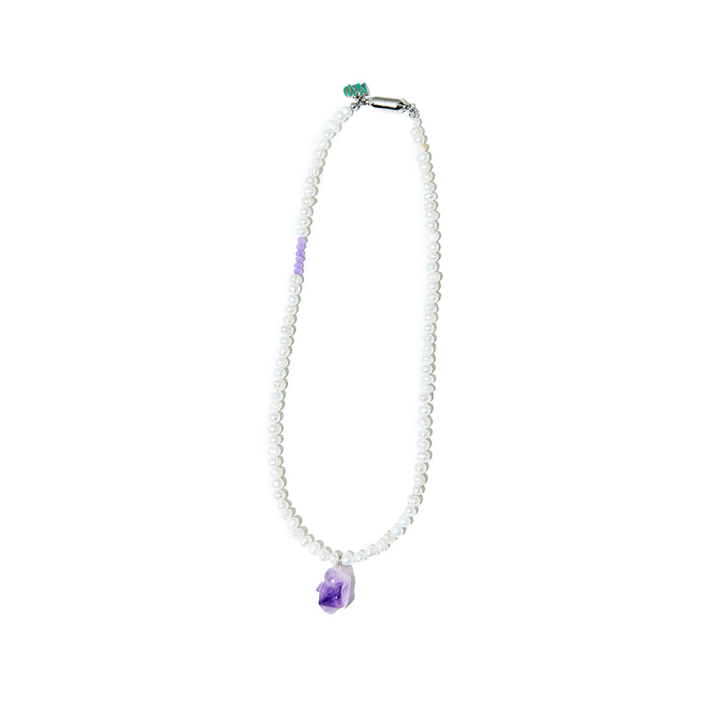 AMETHYST PURPLE POINT PEARL NECKLACE