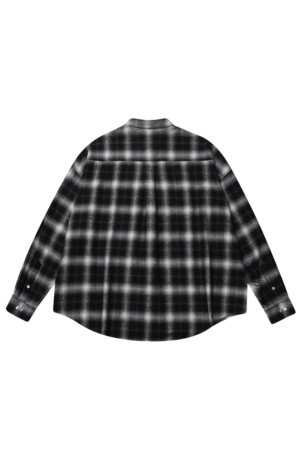 ROUNDED COLLAR CHECK SHIRT_BLACK