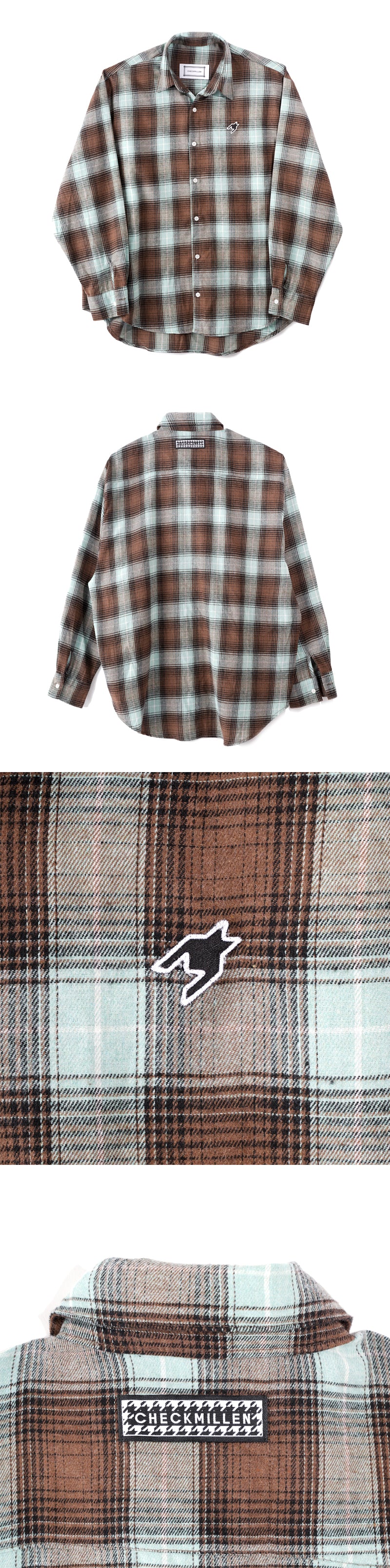 SHADOW PLAID LOGO SHIRT (MINT)