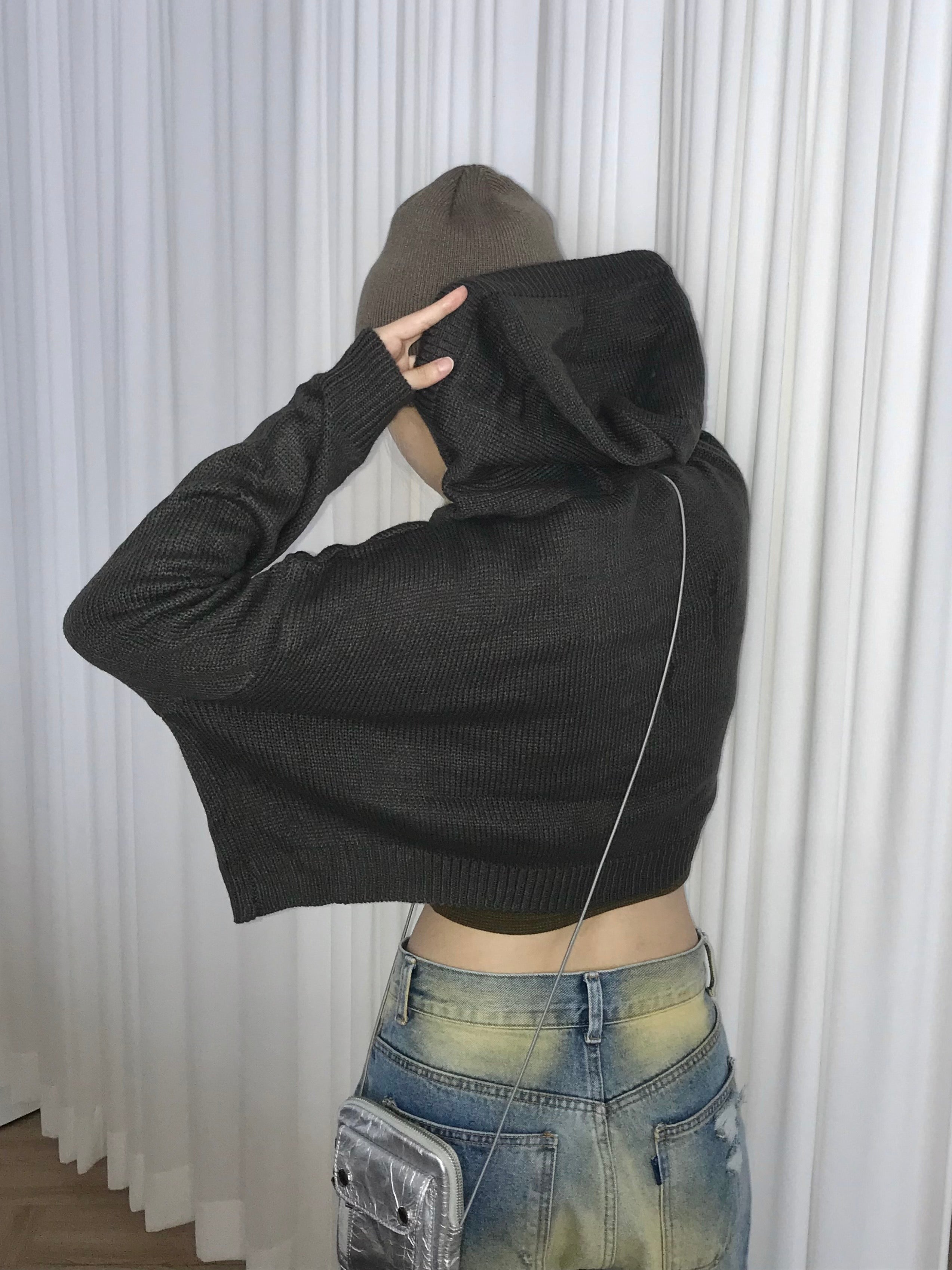 Marco crop knit zip up