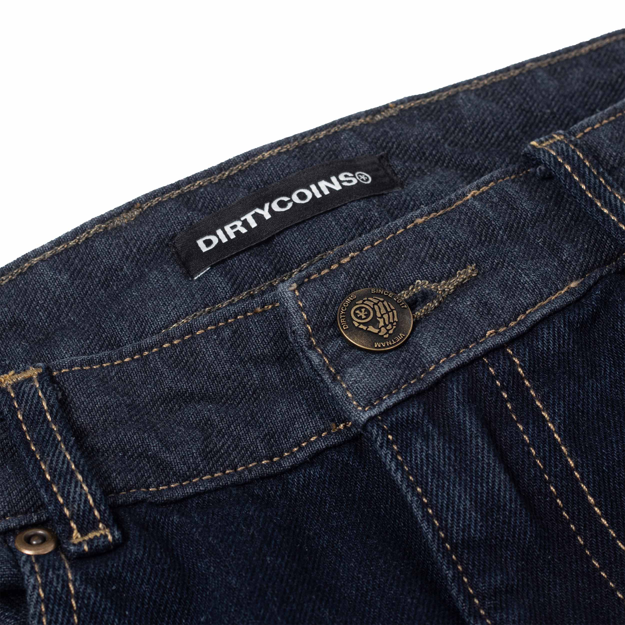 Logo Washed Knee Jeans - Dark Blue