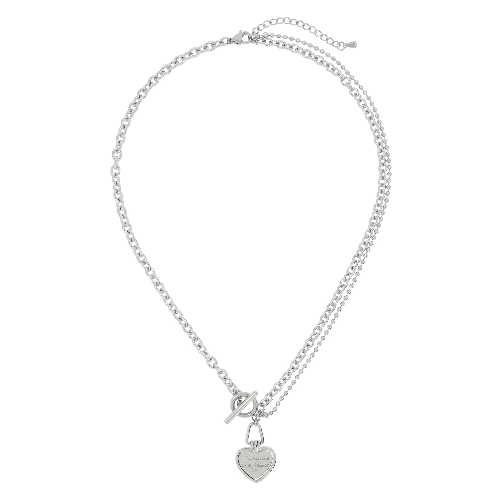 Double Heart Toggle Bar Necklace