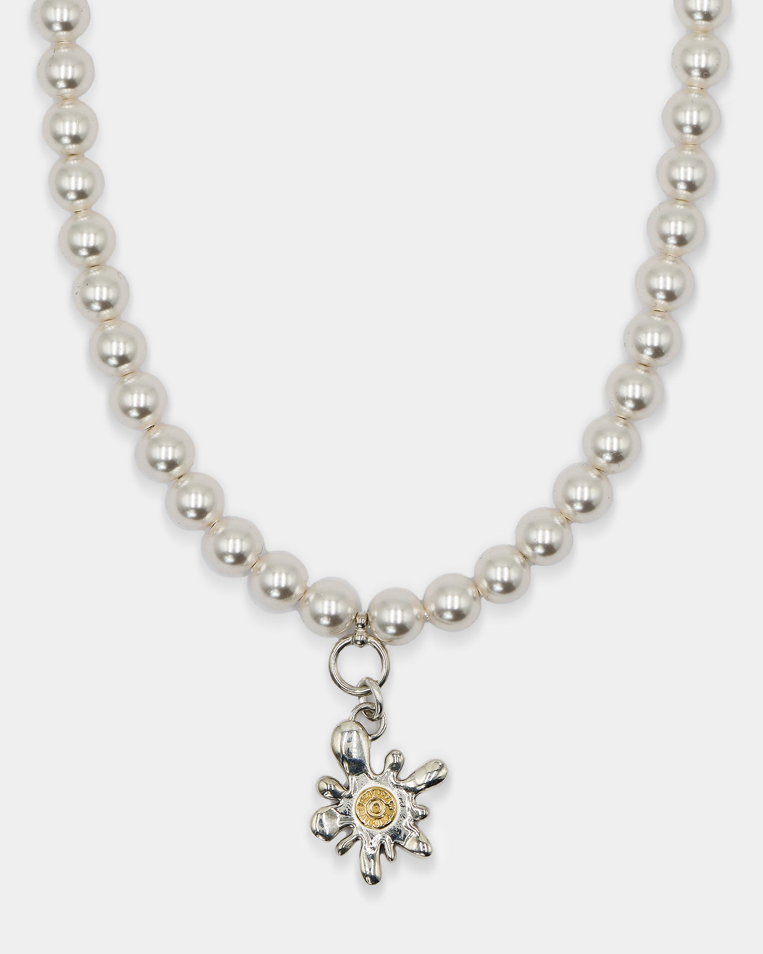 Bullet flower pearl necklace (925 silver)