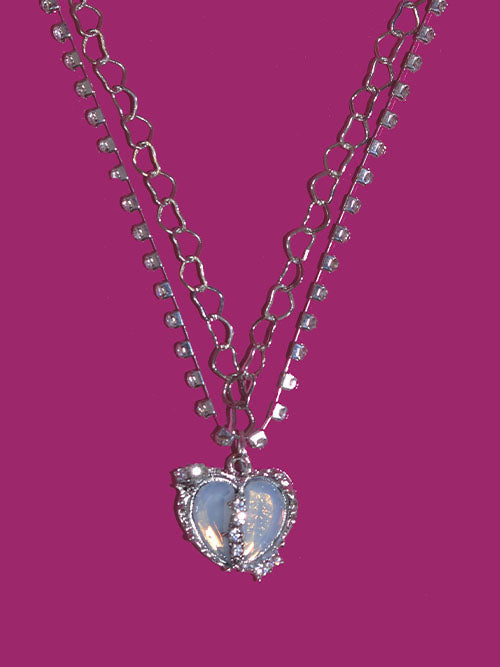 aurora heart stone chain necklace