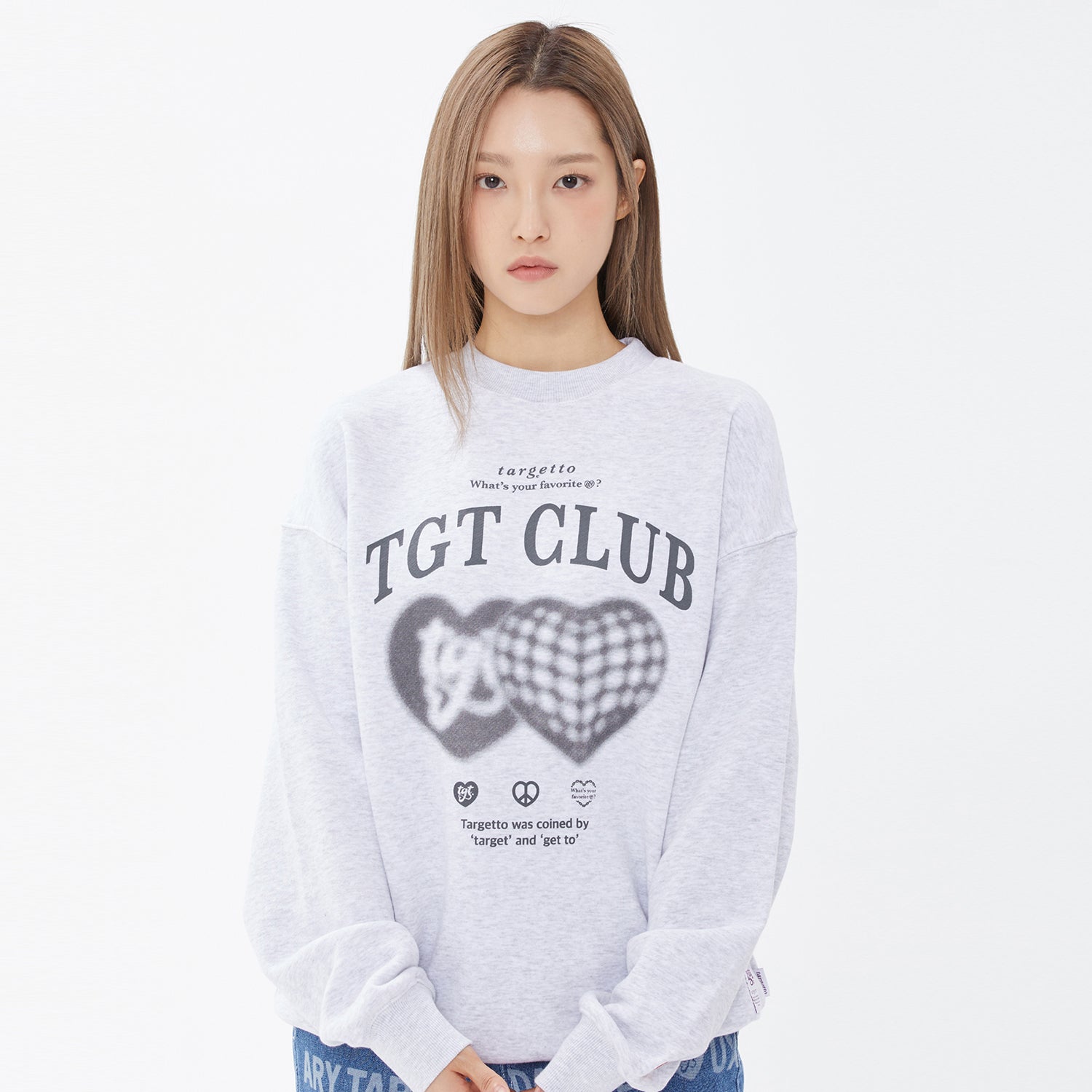 NET HEART SWEAT SHIRT(LIGHT GREY)