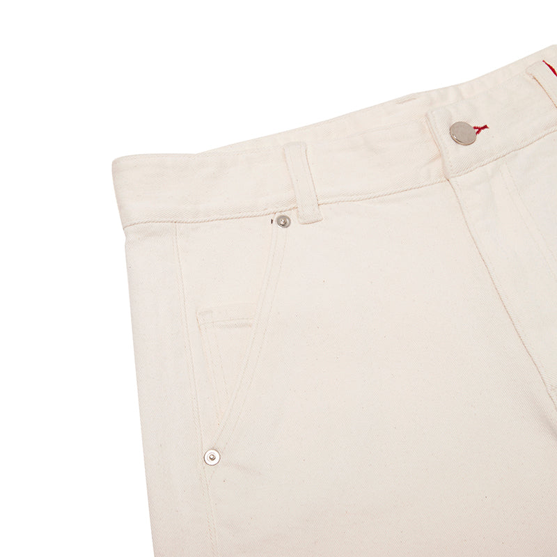 UNI CURVED FIT DENIM PANTS [IVORY]